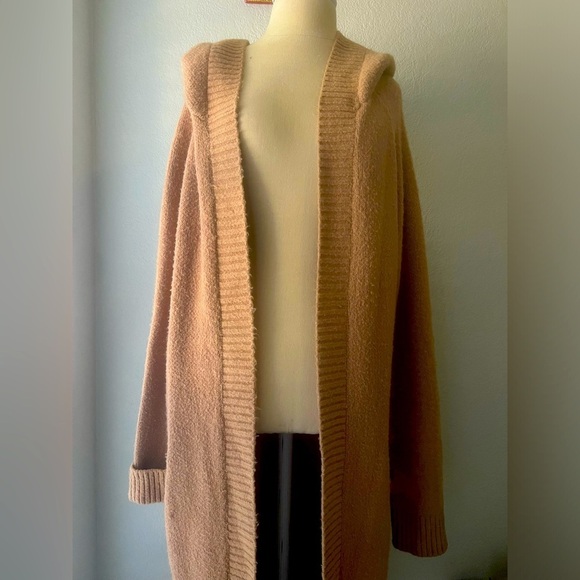 Fashion Nova Women's Hooded Ribbed Knit Cardigan Sweater Brown Size M - Picture 3 of 6